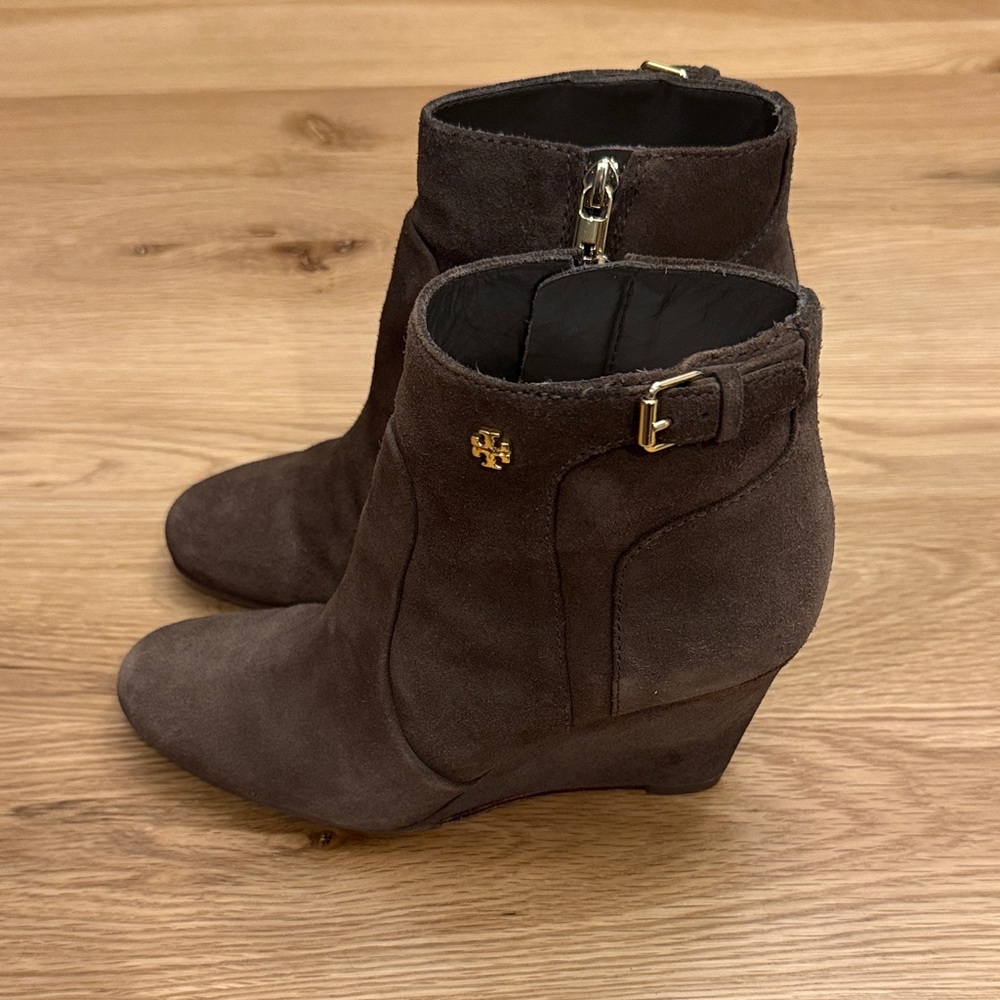 Tory Burch Dark Brown Suede Ankle Booties